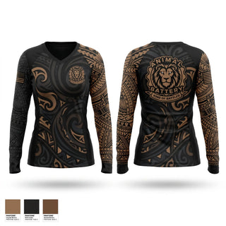 Womens Long Sleeve Vneck Shirt, 1/487 KING OF BATTLE, Army, Teamtime, Team time, sublimation, custom sports apparel, team uniforms, spirit wear, spiritwear, sports uniforms, custom shirts, team store, custom team store, fundraiser sports, apparel fundraiser