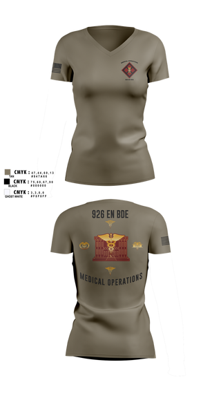 Womens Short Sleeve Vneck Shirt, 926 EN BDE, Army, Teamtime, Team time, sublimation, custom sports apparel, team uniforms, spirit wear, spiritwear, sports uniforms, custom shirts, team store, custom team store, fundraiser sports, apparel fundraiser