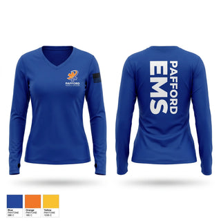 Womens Long Sleeve Vneck Shirt, Pafford EMS, EMS/EMT, Teamtime, Team time, sublimation, custom sports apparel, team uniforms, spirit wear, spiritwear, sports uniforms, custom shirts, team store, custom team store, fundraiser sports, apparel fundraiser