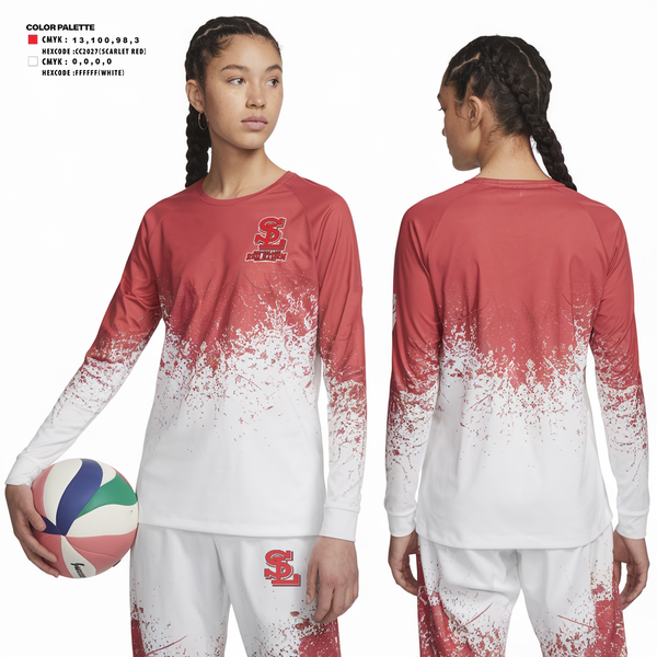 Womens Long Sleeve Vneck Shirt, Saranac Lake Red Storm Volleyball, Women's Volleyball, Teamtime, Team time, sublimation, custom sports apparel, team uniforms, spirit wear, spiritwear, sports uniforms, custom shirts, team store, custom team store, fundraiser sports, apparel fundraiser