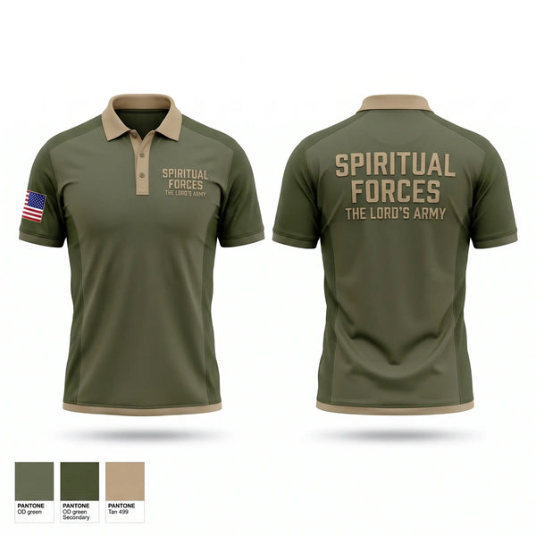 Short Sleeve Performance Polo, Spiritual Forces The Lords Army, National Guard, Teamtime, Team time, sublimation, custom sports apparel, team uniforms, spirit wear, spiritwear, sports uniforms, custom shirts, team store, custom team store, fundraiser sports, apparel fundraiser