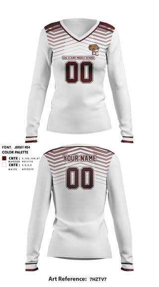 Womens Long Sleeve Vneck Shirt, Eau Claire Middle School Volleyball, Women's Volleyball, Teamtime, Team time, sublimation, custom sports apparel, team uniforms, spirit wear, spiritwear, sports uniforms, custom shirts, team store, custom team store, fundraiser sports, apparel fundraiser