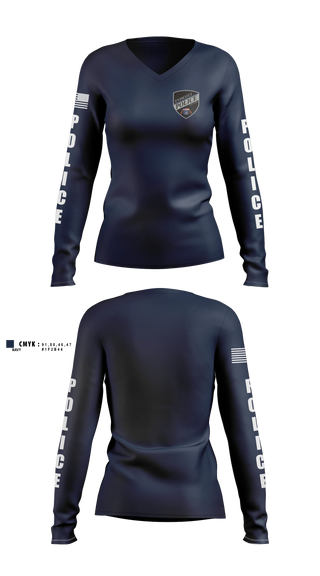 Womens Long Sleeve Vneck Shirt, Endicott Police Department, Police, Teamtime, Team time, sublimation, custom sports apparel, team uniforms, spirit wear, spiritwear, sports uniforms, custom shirts, team store, custom team store, fundraiser sports, apparel fundraiser