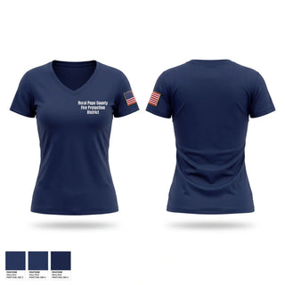 Womens Short Sleeve Vneck Shirt, Rural Pope County Fire Protection District, Fire Department, Teamtime, Team time, sublimation, custom sports apparel, team uniforms, spirit wear, spiritwear, sports uniforms, custom shirts, team store, custom team store, fundraiser sports, apparel fundraiser