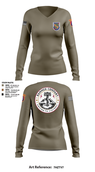 Womens Long Sleeve Vneck Shirt, , Army, Teamtime, Team time, sublimation, custom sports apparel, team uniforms, spirit wear, spiritwear, sports uniforms, custom shirts, team store, custom team store, fundraiser sports, apparel fundraiser