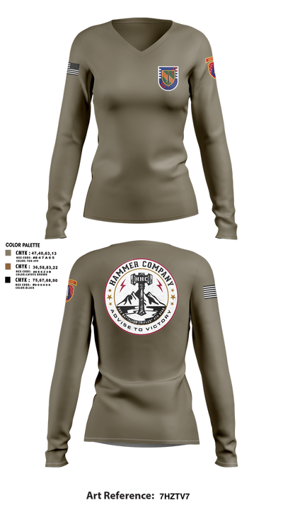 HHC 2/4SFAB Women's Long Sleeve V-neck Shirt - 1