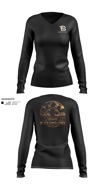 Black Excellence Women's Long Sleeve V-neck Shirt - 21