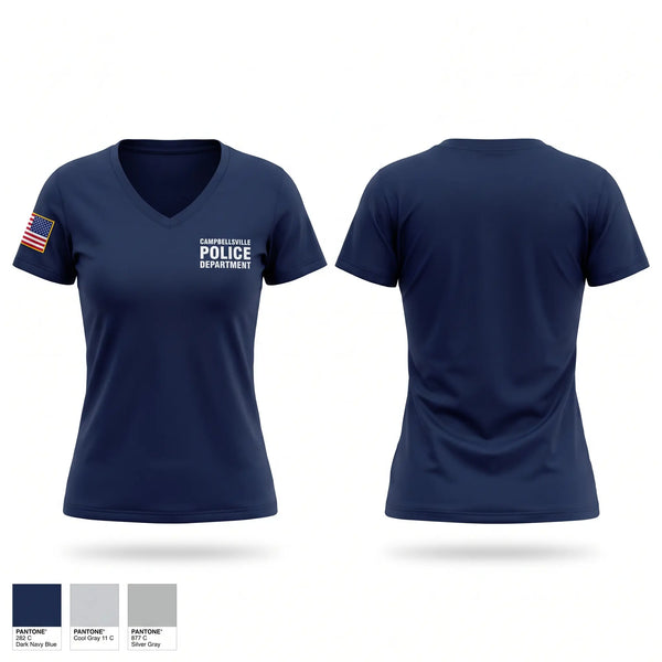 Womens Short Sleeve Vneck Shirt, Campbellsville police department, Police, Teamtime, Team time, sublimation, custom sports apparel, team uniforms, spirit wear, spiritwear, sports uniforms, custom shirts, team store, custom team store, fundraiser sports, apparel fundraiser
