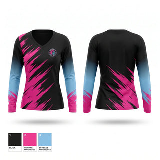 Womens Long Sleeve Vneck Shirt, GB ELITE, Men's Basketball, Teamtime, Team time, sublimation, custom sports apparel, team uniforms, spirit wear, spiritwear, sports uniforms, custom shirts, team store, custom team store, fundraiser sports, apparel fundraiser