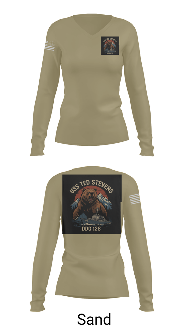 Womens Long Sleeve Vneck Shirt, TED STEVENS, , Teamtime, Team time, sublimation, custom sports apparel, team uniforms, spirit wear, spiritwear, sports uniforms, custom shirts, team store, custom team store, fundraiser sports, apparel fundraiser