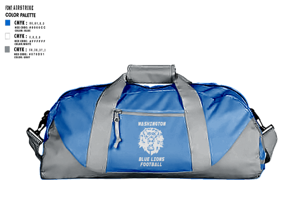 Duffle Bag, Washington Blue Lions Football, , Teamtime, Team time, sublimation, custom sports apparel, team uniforms, spirit wear, spiritwear, sports uniforms, custom shirts, team store, custom team store, fundraiser sports, apparel fundraiser