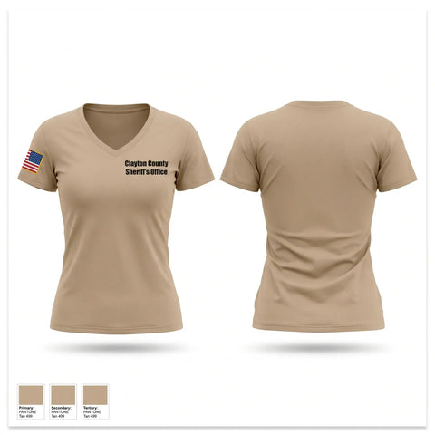 Womens Short Sleeve Vneck Shirt, Clayton County Sheriff’s Office, Police, Teamtime, Team time, sublimation, custom sports apparel, team uniforms, spirit wear, spiritwear, sports uniforms, custom shirts, team store, custom team store, fundraiser sports, apparel fundraiser