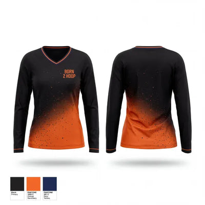 BORN 2 HOOP 23591335 Women's Long Sleeve V-neck Shirt - 1