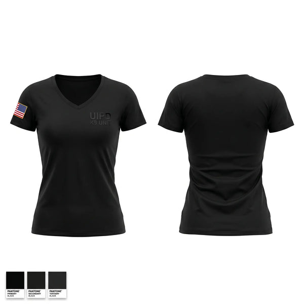 Womens Short Sleeve Vneck Shirt, UIPD K9 UNIT, Police, Teamtime, Team time, sublimation, custom sports apparel, team uniforms, spirit wear, spiritwear, sports uniforms, custom shirts, team store, custom team store, fundraiser sports, apparel fundraiser