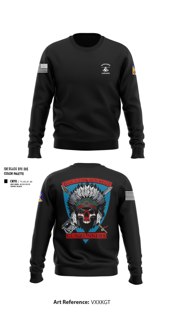 Crew Neck Sweatshirt, B Company, 1-210th Aviation Regt, Army, Teamtime, Team time, sublimation, custom sports apparel, team uniforms, spirit wear, spiritwear, sports uniforms, custom shirts, team store, custom team store, fundraiser sports, apparel fundraiser