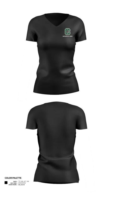 Womens Short Sleeve Vneck Shirt, Coopersville Dance Team, Spirit Store, Teamtime, Team time, sublimation, custom sports apparel, team uniforms, spirit wear, spiritwear, sports uniforms, custom shirts, team store, custom team store, fundraiser sports, apparel fundraiser