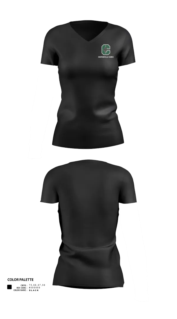 Womens Short Sleeve Vneck Shirt, Coopersville Dance Team, Spirit Store, Teamtime, Team time, sublimation, custom sports apparel, team uniforms, spirit wear, spiritwear, sports uniforms, custom shirts, team store, custom team store, fundraiser sports, apparel fundraiser