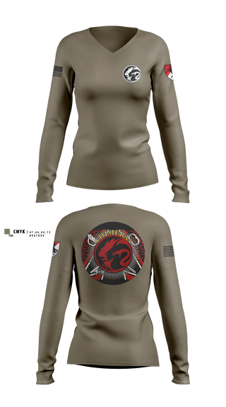 Womens Long Sleeve Vneck Shirt, Support, HHT, 1/11 ACR, Army, Teamtime, Team time, sublimation, custom sports apparel, team uniforms, spirit wear, spiritwear, sports uniforms, custom shirts, team store, custom team store, fundraiser sports, apparel fundraiser