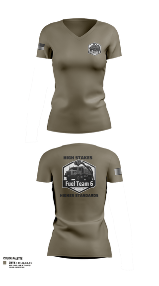 Womens Short Sleeve Vneck Shirt, Fuel Team 6, Army, Teamtime, Team time, sublimation, custom sports apparel, team uniforms, spirit wear, spiritwear, sports uniforms, custom shirts, team store, custom team store, fundraiser sports, apparel fundraiser