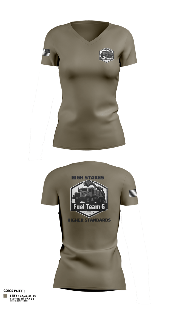 Womens Short Sleeve Vneck Shirt, Fuel Team 6, Army, Teamtime, Team time, sublimation, custom sports apparel, team uniforms, spirit wear, spiritwear, sports uniforms, custom shirts, team store, custom team store, fundraiser sports, apparel fundraiser