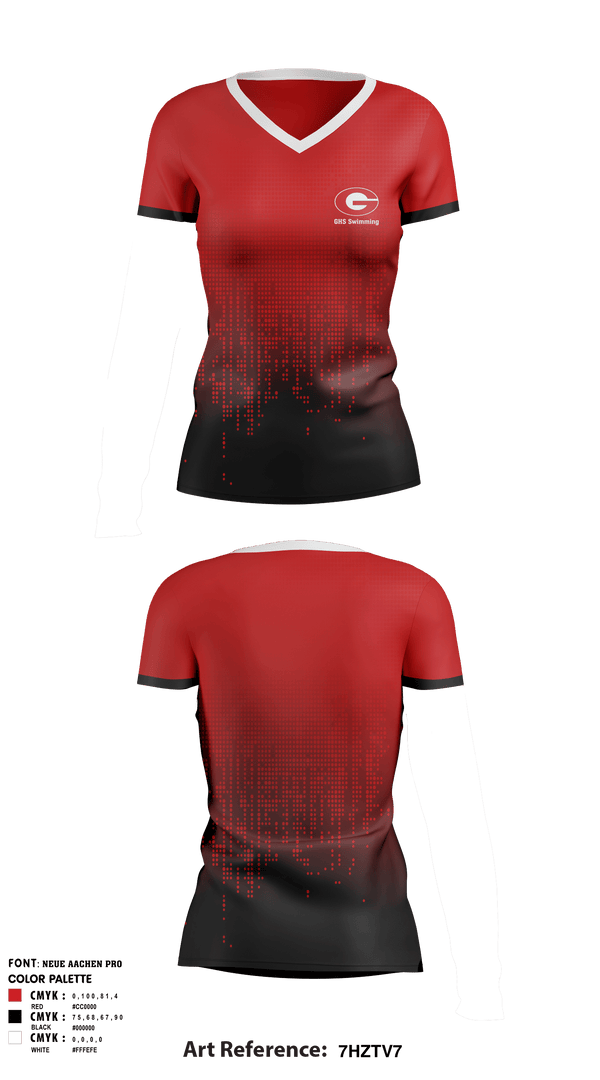 Women's Short Sleeve Vneck Shirt, Greenville Senior High School Swimming, Swimming, Teamtime, Team time, sublimation, custom sports apparel, team uniforms, spirit wear, spiritwear, sports uniforms, custom shirts, team store, custom team store, fundraiser sports, apparel fundraiser