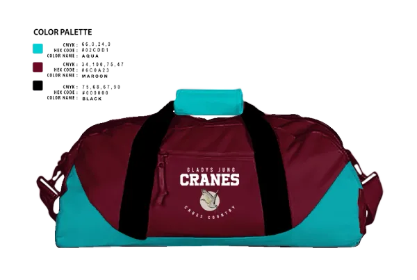Duffle Bag, Gladys Jung Cranes Cross Country, Cross Country, Teamtime, Team time, sublimation, custom sports apparel, team uniforms, spirit wear, spiritwear, sports uniforms, custom shirts, team store, custom team store, fundraiser sports, apparel fundraiser