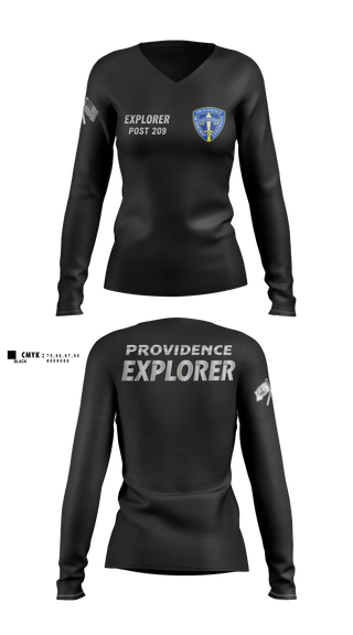 Womens Long Sleeve Vneck Shirt, Explorers, Police, Teamtime, Team time, sublimation, custom sports apparel, team uniforms, spirit wear, spiritwear, sports uniforms, custom shirts, team store, custom team store, fundraiser sports, apparel fundraiser
