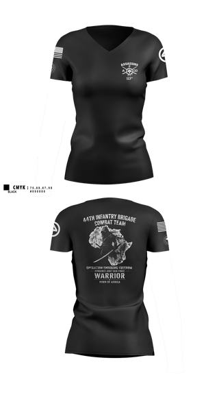 Womens Short Sleeve Vneck Shirt, 44th IBCT, Army, Teamtime, Team time, sublimation, custom sports apparel, team uniforms, spirit wear, spiritwear, sports uniforms, custom shirts, team store, custom team store, fundraiser sports, apparel fundraiser
