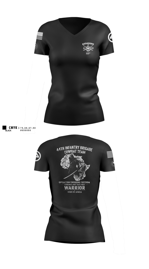Womens Short Sleeve Vneck Shirt, 44th IBCT, Army, Teamtime, Team time, sublimation, custom sports apparel, team uniforms, spirit wear, spiritwear, sports uniforms, custom shirts, team store, custom team store, fundraiser sports, apparel fundraiser