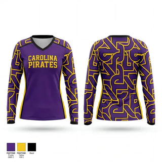 Womens Long Sleeve Vneck Shirt, Carolina Pirates, Baseball, Teamtime, Team time, sublimation, custom sports apparel, team uniforms, spirit wear, spiritwear, sports uniforms, custom shirts, team store, custom team store, fundraiser sports, apparel fundraiser