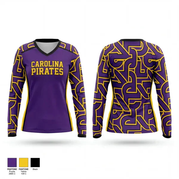 Womens Long Sleeve Vneck Shirt, Carolina Pirates, Baseball, Teamtime, Team time, sublimation, custom sports apparel, team uniforms, spirit wear, spiritwear, sports uniforms, custom shirts, team store, custom team store, fundraiser sports, apparel fundraiser