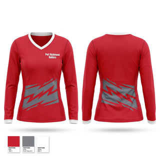 Womens Long Sleeve Vneck Shirt, Port Richmond Raiders, Men's Soccer, Teamtime, Team time, sublimation, custom sports apparel, team uniforms, spirit wear, spiritwear, sports uniforms, custom shirts, team store, custom team store, fundraiser sports, apparel fundraiser