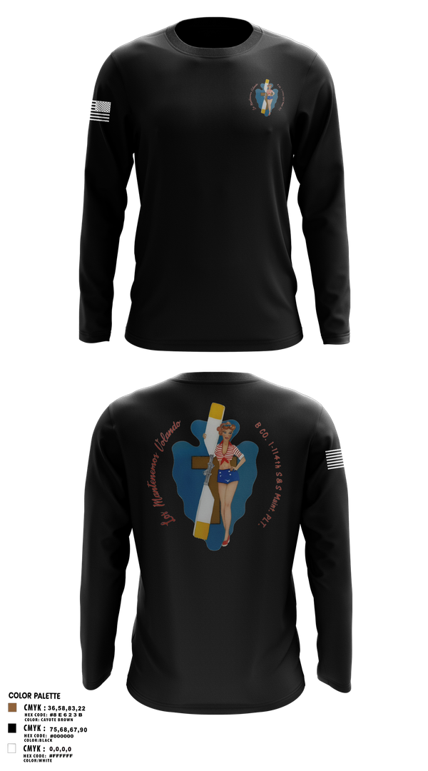 Long Sleeve Performance Shirt, B Co. 1/114th polo, Army, Teamtime, Team time, sublimation, custom sports apparel, team uniforms, spirit wear, spiritwear, sports uniforms, custom shirts, team store, custom team store, fundraiser sports, apparel fundraiser