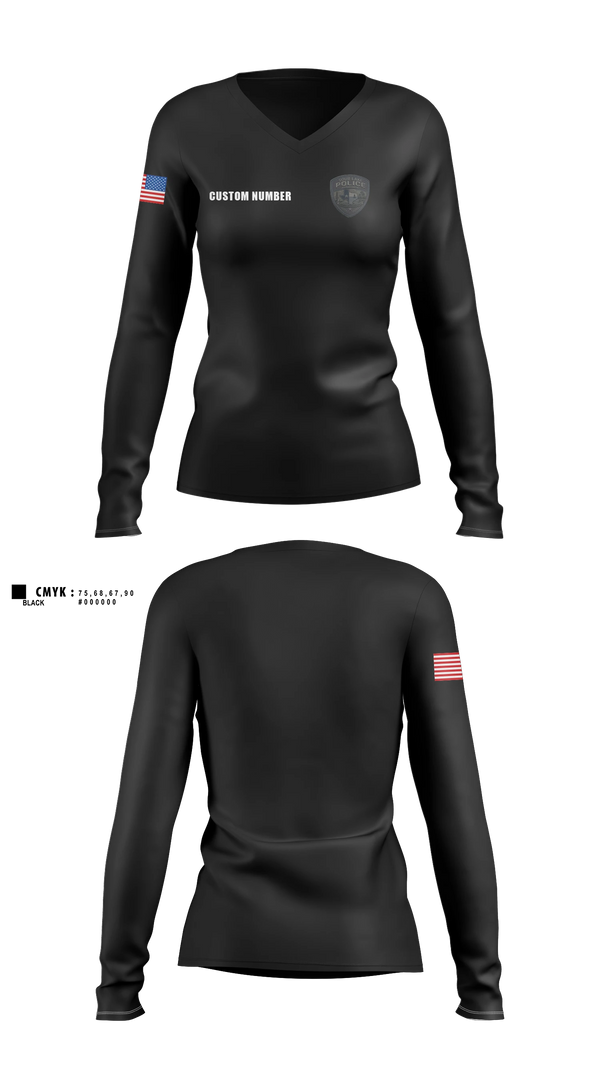 Womens Long Sleeve Vneck Shirt, Sour Lake Police Department, Police, Teamtime, Team time, sublimation, custom sports apparel, team uniforms, spirit wear, spiritwear, sports uniforms, custom shirts, team store, custom team store, fundraiser sports, apparel fundraiser