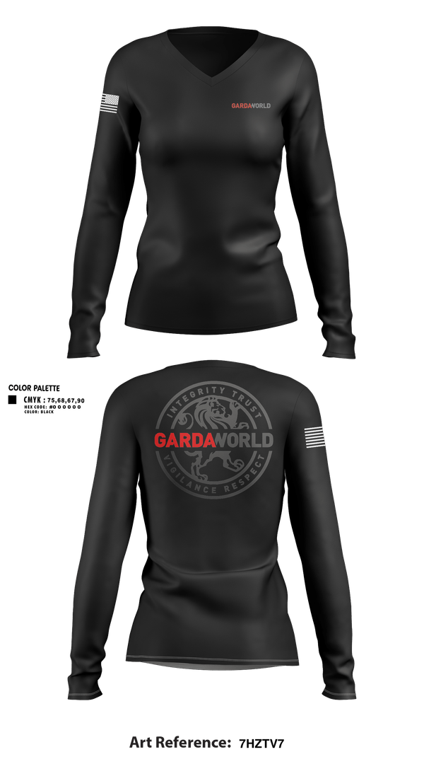 Womens Long Sleeve Vneck Shirt, GardaWorld, Police, Teamtime, Team time, sublimation, custom sports apparel, team uniforms, spirit wear, spiritwear, sports uniforms, custom shirts, team store, custom team store, fundraiser sports, apparel fundraiser