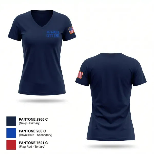 Womens Short Sleeve Vneck Shirt, Alexander City EMS, EMS/EMT, Teamtime, Team time, sublimation, custom sports apparel, team uniforms, spirit wear, spiritwear, sports uniforms, custom shirts, team store, custom team store, fundraiser sports, apparel fundraiser