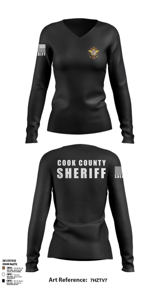 Womens Long Sleeve Vneck Shirt, Cook County Sheriff’s Office, Police, Teamtime, Team time, sublimation, custom sports apparel, team uniforms, spirit wear, spiritwear, sports uniforms, custom shirts, team store, custom team store, fundraiser sports, apparel fundraiser