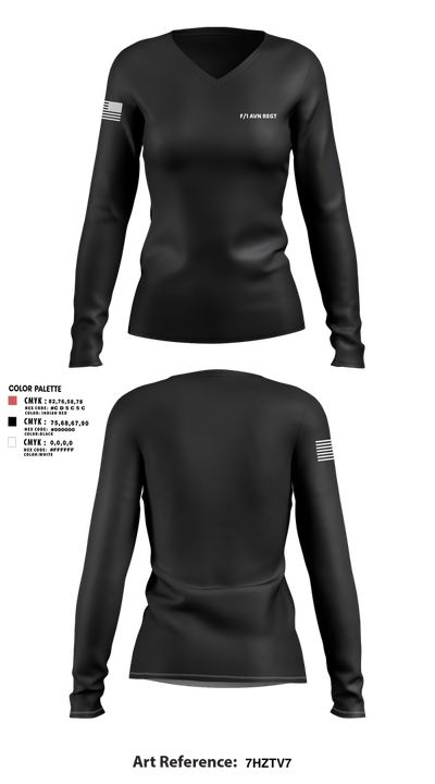 F/1 AVN REGT 18054973 Women's Long Sleeve V-neck Shirt - 6