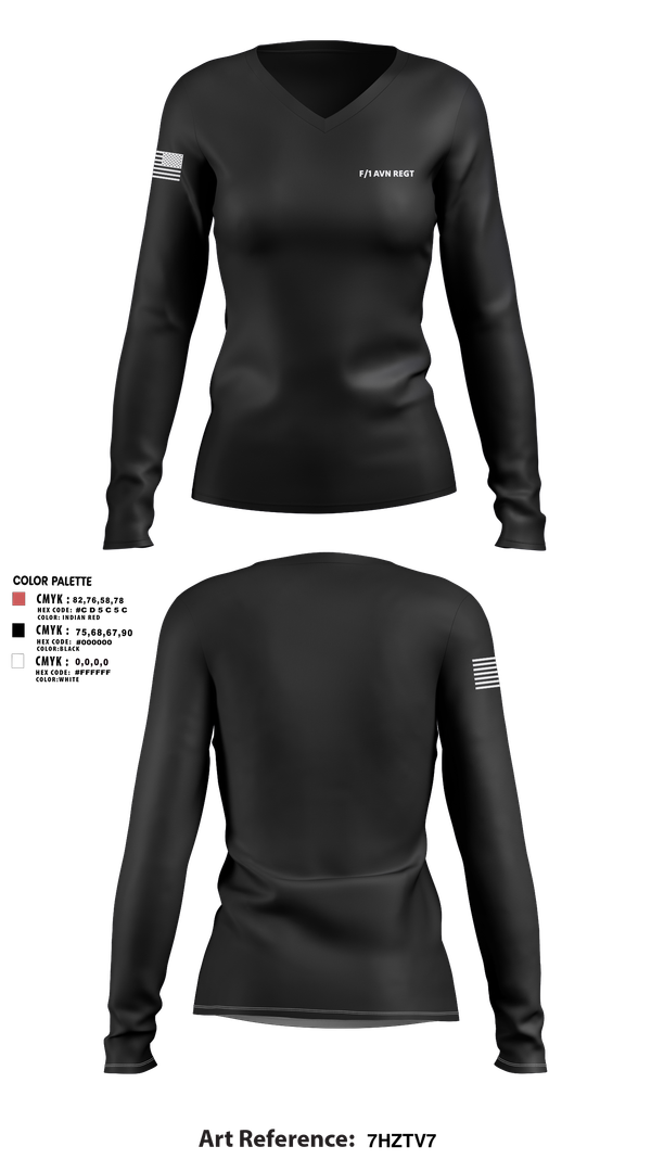Womens Long Sleeve Vneck Shirt, F/1 AVN REGT, , Teamtime, Team time, sublimation, custom sports apparel, team uniforms, spirit wear, spiritwear, sports uniforms, custom shirts, team store, custom team store, fundraiser sports, apparel fundraiser