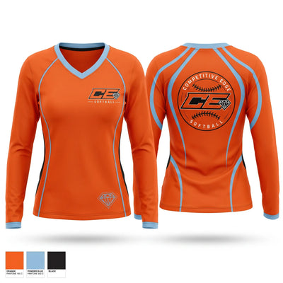 Competitive edge diamonds Women's Long Sleeve V-neck Shirt - 1