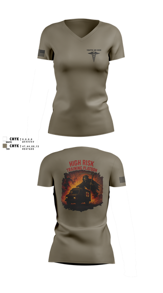 Womens Short Sleeve Vneck Shirt, 194th AR BDE HRT Medics, Army, Teamtime, Team time, sublimation, custom sports apparel, team uniforms, spirit wear, spiritwear, sports uniforms, custom shirts, team store, custom team store, fundraiser sports, apparel fundraiser