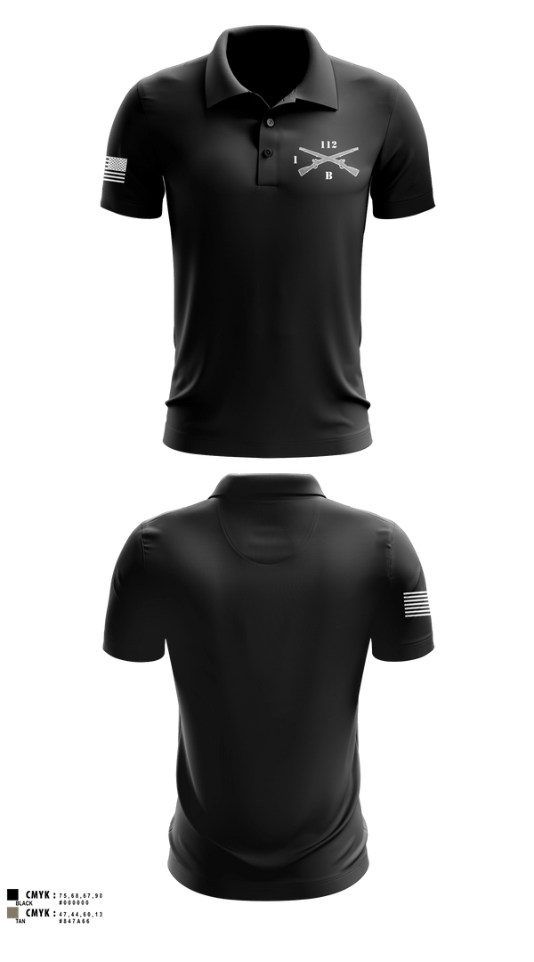 Short Sleeve Performance Polo, Blacksheep Company, 1-112th Infantry, Army, Teamtime, Team time, sublimation, custom sports apparel, team uniforms, spirit wear, spiritwear, sports uniforms, custom shirts, team store, custom team store, fundraiser sports, apparel fundraiser