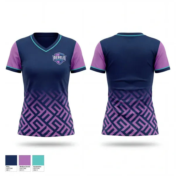Womens Short Sleeve Vneck Shirt, Rebels, Women's Soccer, Teamtime, Team time, sublimation, custom sports apparel, team uniforms, spirit wear, spiritwear, sports uniforms, custom shirts, team store, custom team store, fundraiser sports, apparel fundraiser
