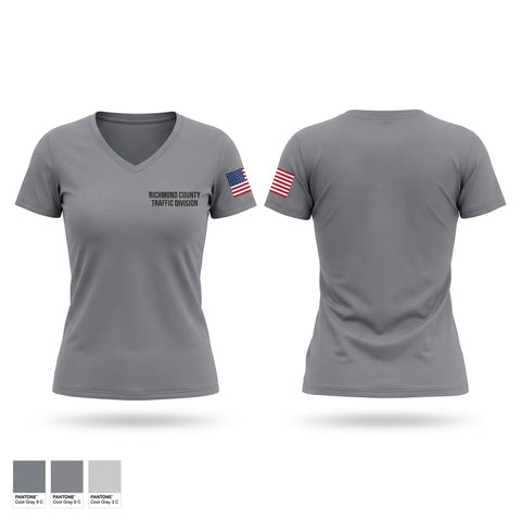 Womens Short Sleeve Vneck Shirt, Richmond County Traffic Division, Police, Teamtime, Team time, sublimation, custom sports apparel, team uniforms, spirit wear, spiritwear, sports uniforms, custom shirts, team store, custom team store, fundraiser sports, apparel fundraiser