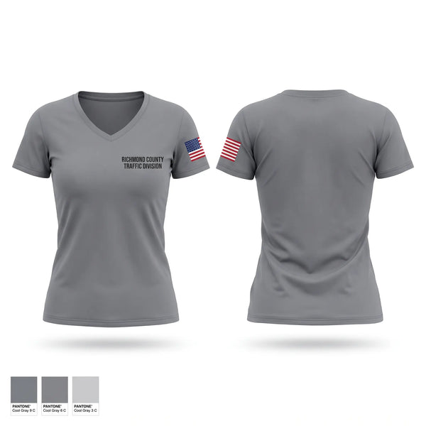 Womens Short Sleeve Vneck Shirt, Richmond County Traffic Division, Police, Teamtime, Team time, sublimation, custom sports apparel, team uniforms, spirit wear, spiritwear, sports uniforms, custom shirts, team store, custom team store, fundraiser sports, apparel fundraiser