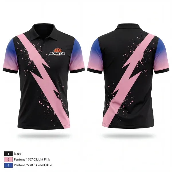 Short Sleeve Performance Polo, Sonics, Women's Basketball, Teamtime, Team time, sublimation, custom sports apparel, team uniforms, spirit wear, spiritwear, sports uniforms, custom shirts, team store, custom team store, fundraiser sports, apparel fundraiser