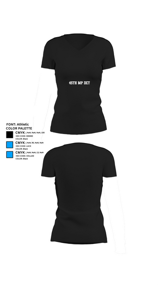 Womens Short Sleeve Vneck Shirt, 45th MP DET, Army, Teamtime, Team time, sublimation, custom sports apparel, team uniforms, spirit wear, spiritwear, sports uniforms, custom shirts, team store, custom team store, fundraiser sports, apparel fundraiser