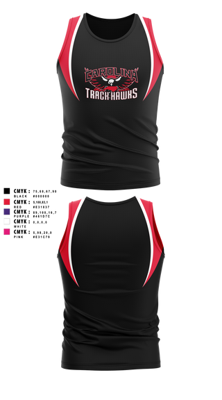 Mens Track Singlet, Carolina Track Hawks, Track & Field, Teamtime, Team time, sublimation, custom sports apparel, team uniforms, spirit wear, spiritwear, sports uniforms, custom shirts, team store, custom team store, fundraiser sports, apparel fundraiser