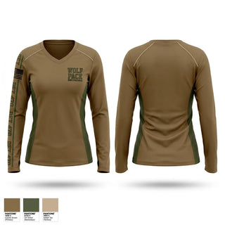 Womens Long Sleeve Vneck Shirt, Wolf Pack, Air Force, Teamtime, Team time, sublimation, custom sports apparel, team uniforms, spirit wear, spiritwear, sports uniforms, custom shirts, team store, custom team store, fundraiser sports, apparel fundraiser