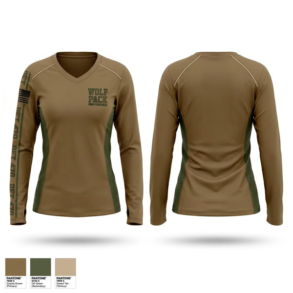 Womens Long Sleeve Vneck Shirt, Wolf Pack, Air Force, Teamtime, Team time, sublimation, custom sports apparel, team uniforms, spirit wear, spiritwear, sports uniforms, custom shirts, team store, custom team store, fundraiser sports, apparel fundraiser